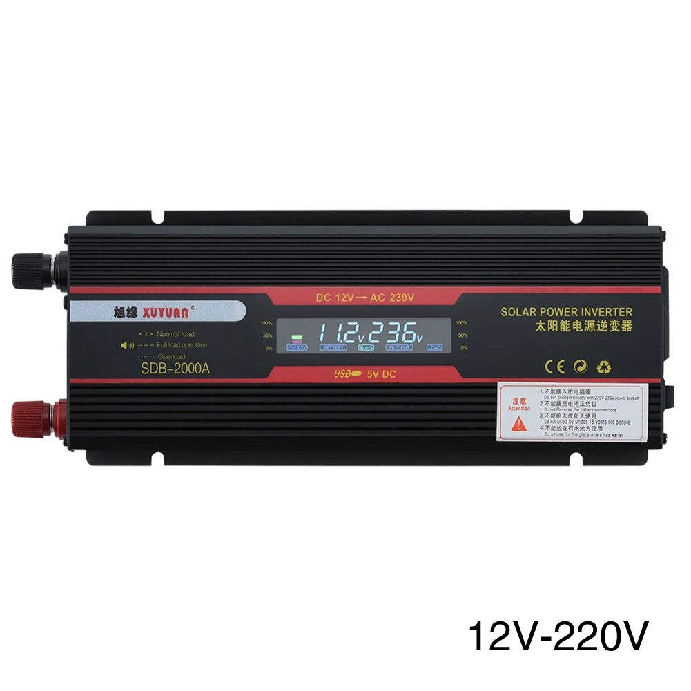 6000W Voltage Trucks Indicator Lamp LCD Display Convertor USB Universal Socket Black Car Inverter Transformer Modified Sine Wave |