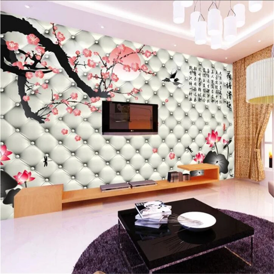 

Beibehang пользовательские обои 3D фото роспись Лотос пруд китайская забавная мягкая сумка диван фон Стена гостиная спальня 3d обои