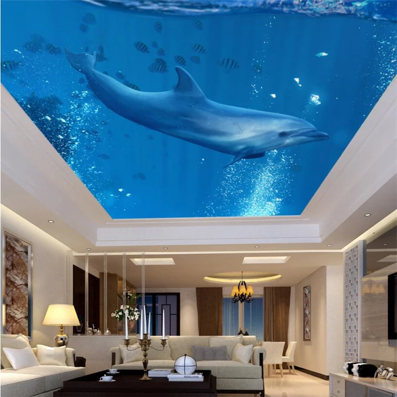 

Beibehang пользовательские обои подводный мир дельфины Zenith потолки дом декоративные картины