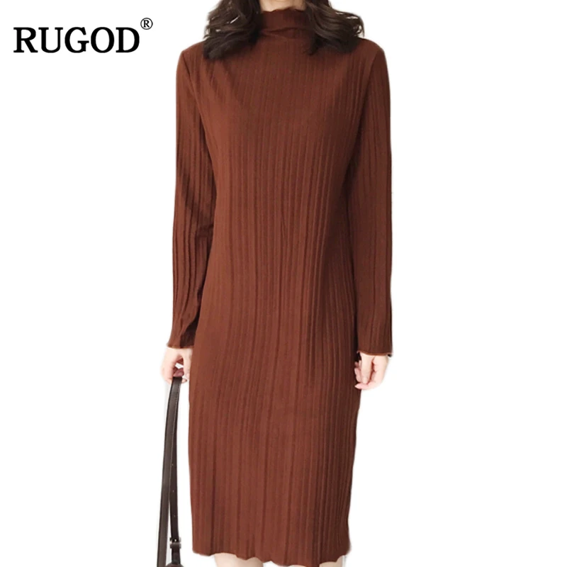 RUGOD/2018 модное весенне-зимнее однотонное женское платье повседневное