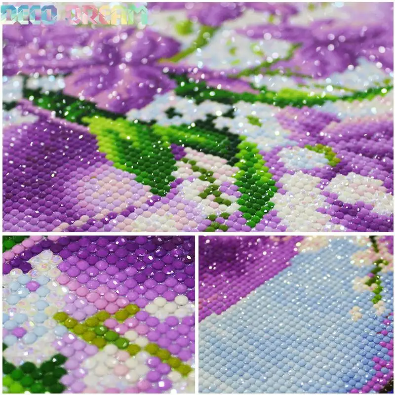 Diy Full Resin Round Diamond Painting Rhinestones Embroidery Kit Lavender Flower Vase Oils Flower Mosaic Decor As A Hobby Gift