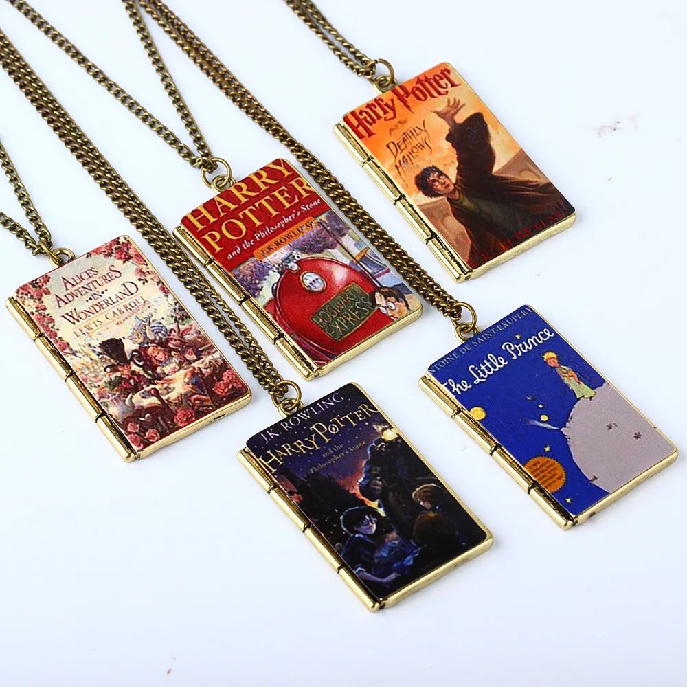 Винтажное ожерелье с кулоном из серии Harry P Magic Book в стиле Хогвартса квадратное для