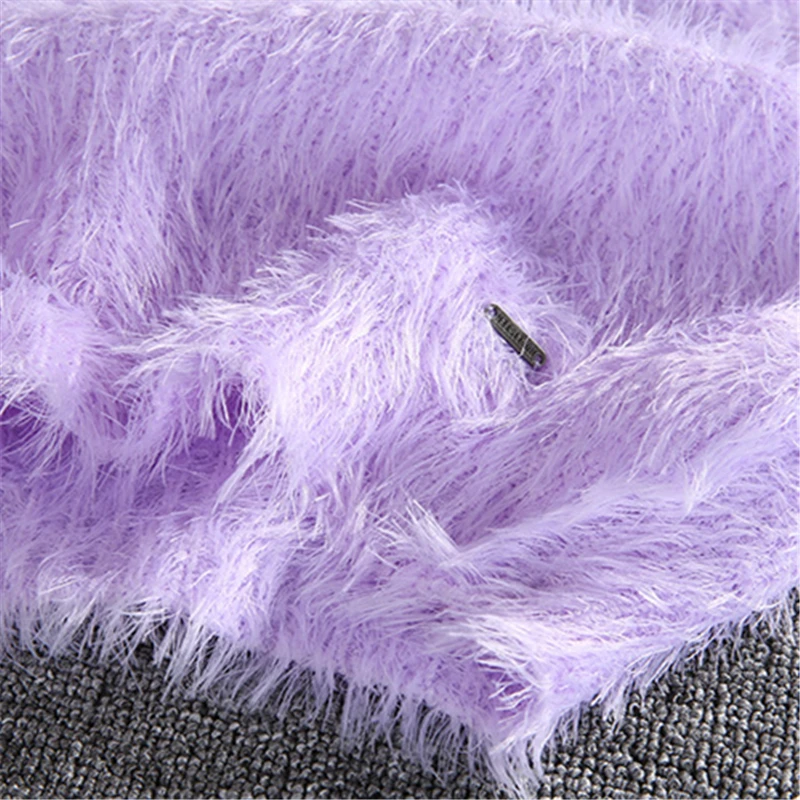 Korean style Women's Candy colors Mohair Wool Sweater 2019 Winter Soft Thicken Warm Knitted Women Sweet Short Sweaters | Женская