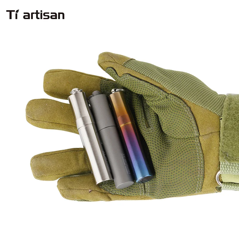

Ti artisan Titanium Toothpick Container Waterproof Pill box Eco-friendly Ultra light Portable with Keychain 6 Sizes Option