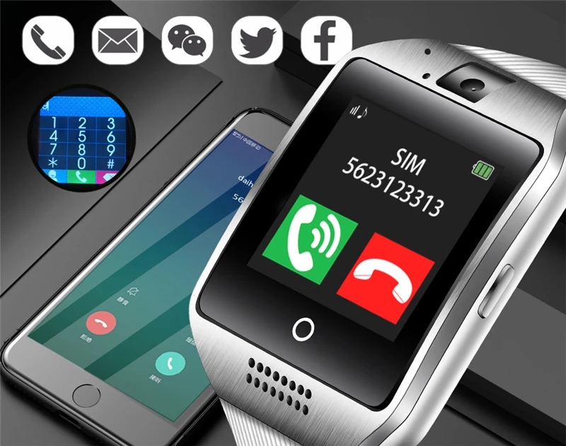 LIGE новые мужские Bluetooth Смарт часы женские спортивные Шагомер Часы светодиодный Большой экран цветной сенсорный экран Поддержка TF SIM карта+ коробка