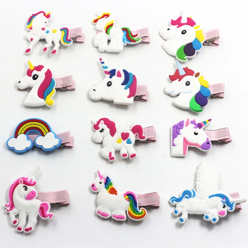 

Cute unicorn Cartoon Hairpins Girls Kids Hair Clips Bows Accessories For Children Barrette Hairclip Headdress Headwear