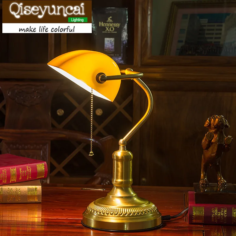 Новинка 2018 Ретро Настольная Медная настольная лампа Qiseyuncai с промышленным
