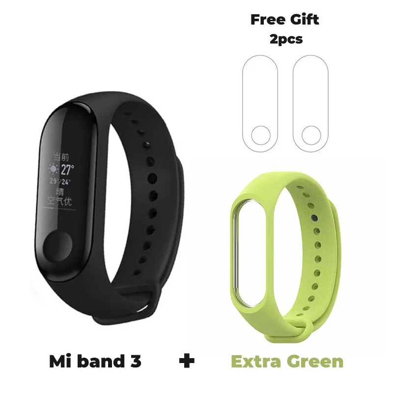 Mi band 3 add Green Новинка, Xiaomi mi смарт-браслет 3, 0,78 дюймов, OLED, мгновенное сообщение, Идентификатор вызывающего абонента, погода, Forecate mi Band 3 - Цвет: Mi band 3 add Green