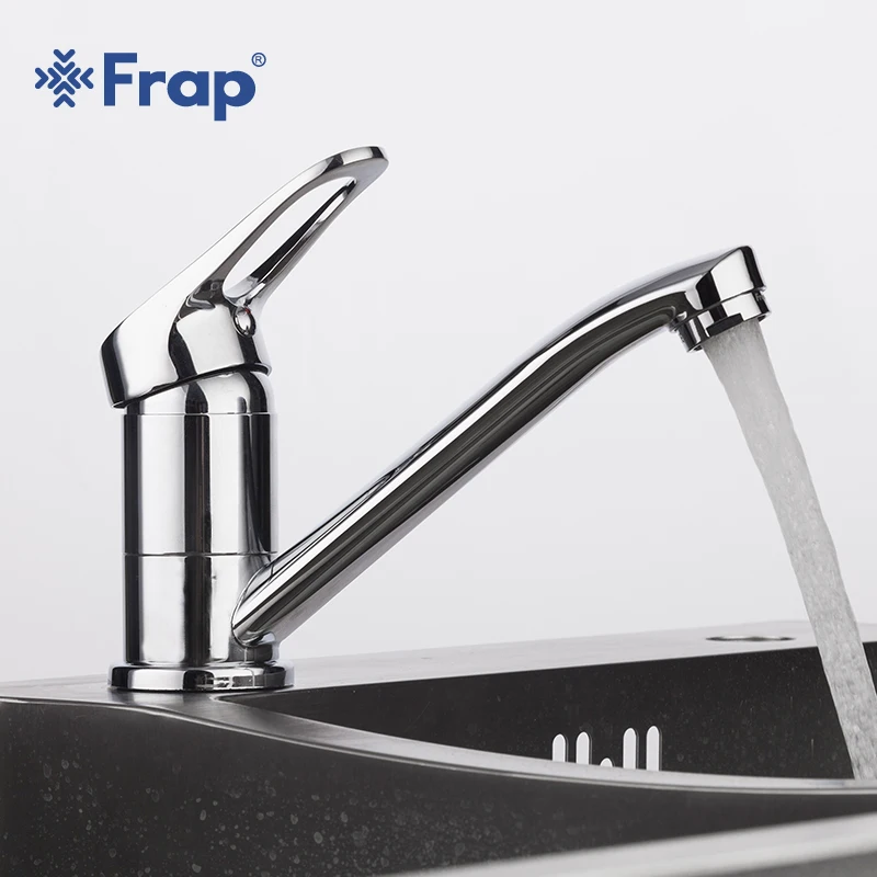 Смеситель Frap кухонный хромированный с одной ручкой кран для горячей и холодной