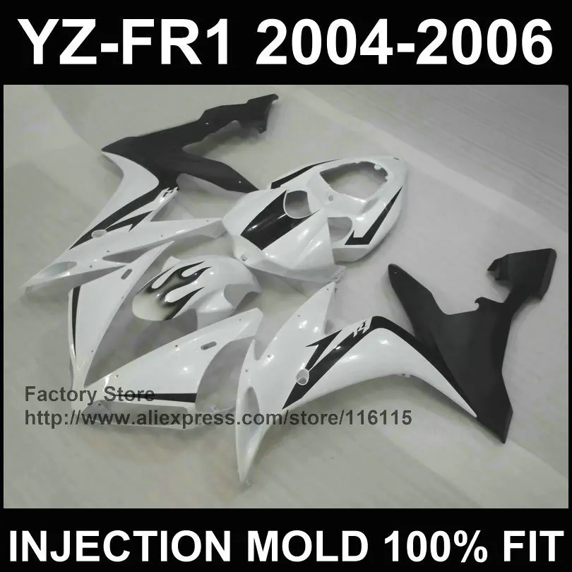 Полный комплект Кузов Литье под давлением для YAMAHA YZF R1 белые Обтекатели 2004 2005 2006