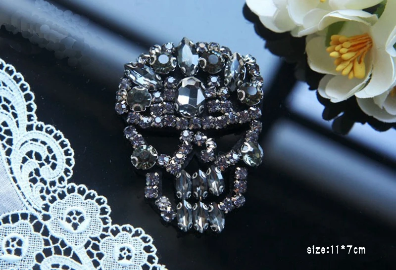 Новинка 2018 стразы вышитые блестками в виде черепа нашивки для одежды сделай сам