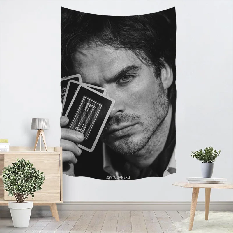 

Custom Ian Somerhalder Wall Tapestry Home Decoration Wall Carpet Rectangular Modern Printing Fabric Yoga Mat Blanket Tapestry