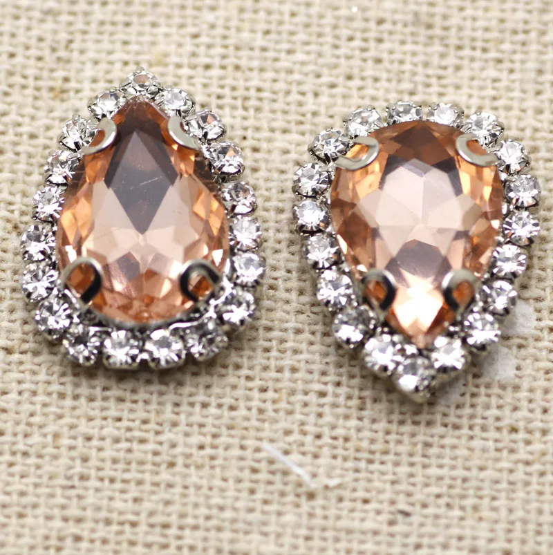 Стразы смешанных цветов 10*14 мм 20 шт. пришивные стразы с когтями серебристая