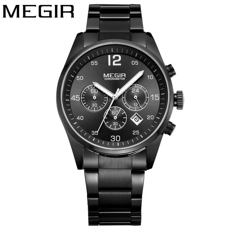 ME201001 without box MEGIR часы мужские водонепроницаемые Хронограф военные мужские часы лучший бренд класса люкс нержавеющая сталь деловые мужские спортивные наручные часы 2010 - Цвет: ME201001 without box