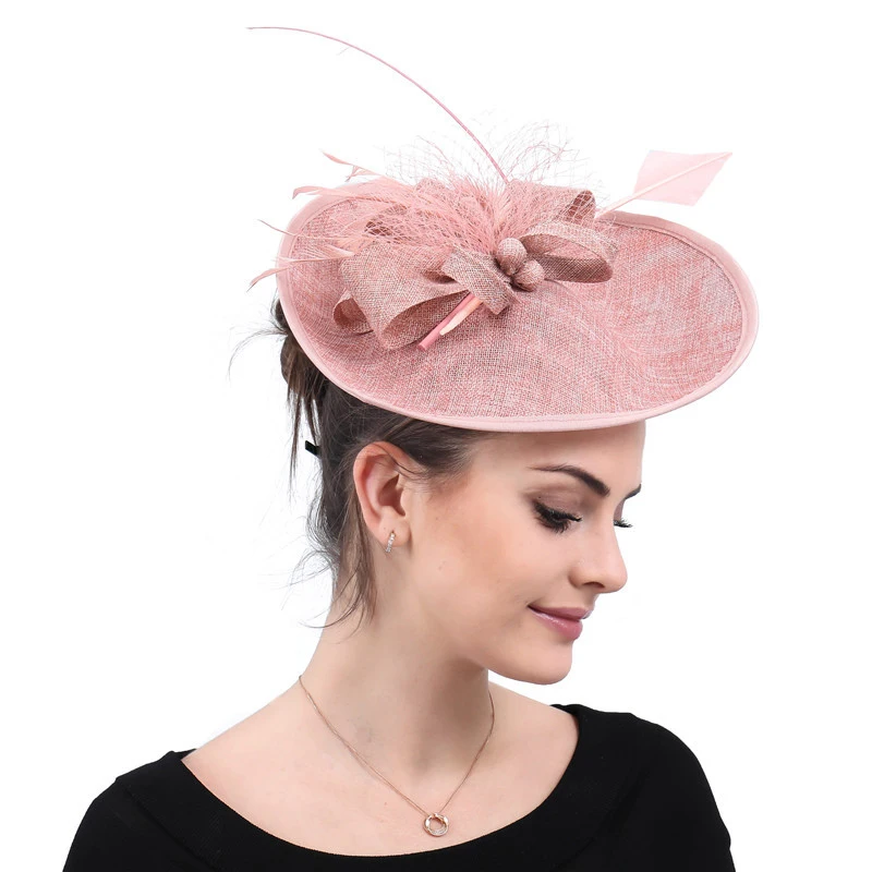 Вуалетки женские розовые Sinamay шляпа для свадьбы Кентукки Дерби церковные шляпы