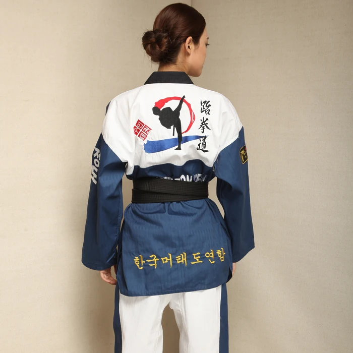 Боевые искусства TKD Tae Kwon Do Korea V образный вырез тхэквондо Dobok для карниза и