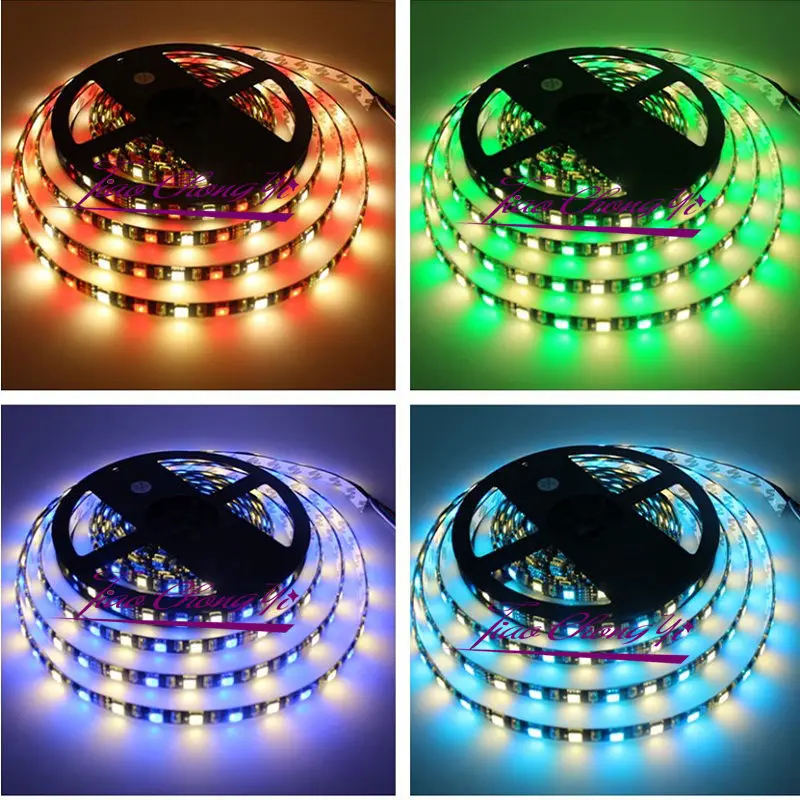 5 м 60 светодиодов/м 5050 RGBW водонепроницаемый IP20/IP65 черный/белый PCB RGB + белый/теплый