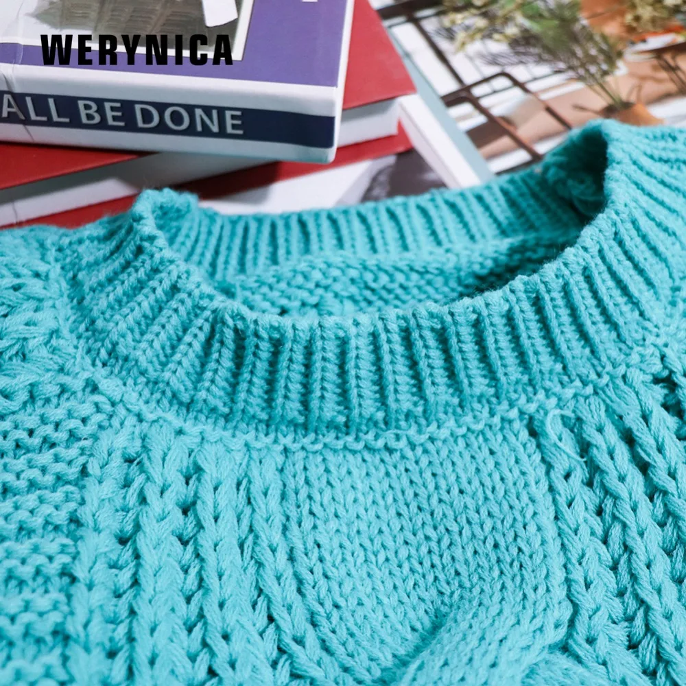 Werynica Women Sweaters Warm Pullover And Jumpers Crewneck Twist Pull Autumn 2019 Knitted | Женская одежда