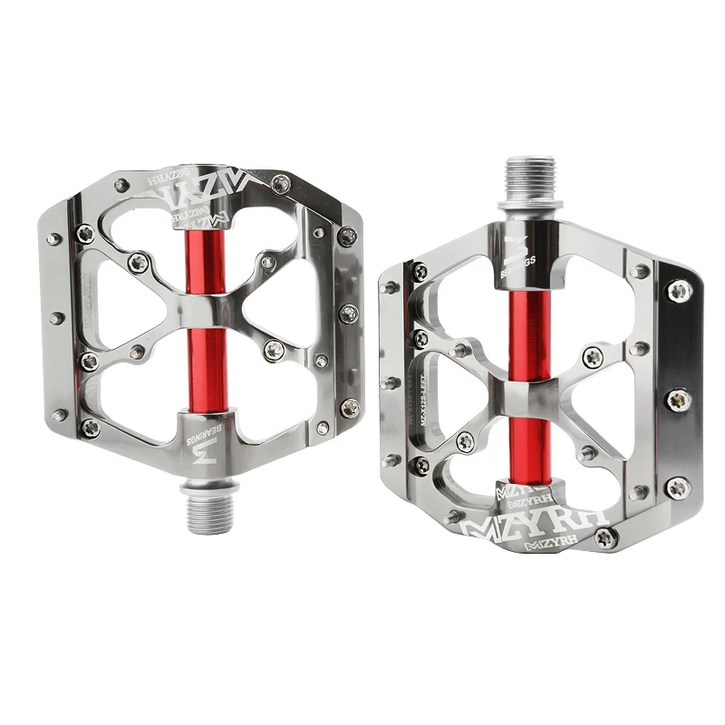 titanium red MZYRH 1 пара 9/16 ''педали для горного велосипеда из нейлона/алюминия с противоскользящим гвоздем 3 Герметичные педали на платформе для горного велосипеда - Цвет: titanium red