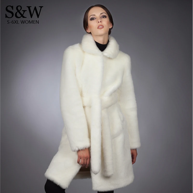 Женская зимняя одежда длинное меховое пальто Женское из искусственного