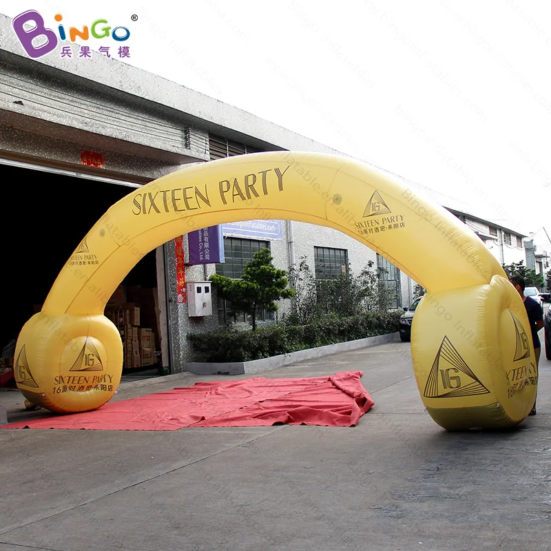 Фото Настраиваемая 7x3 5 м желтый цвет надувные наушников арки рекламные крупного плана