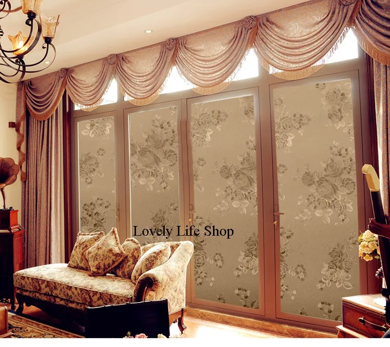 

200cm*75cm Gloden 75cm width UV static cling transparent sunscreen bathroom reusable frosted film