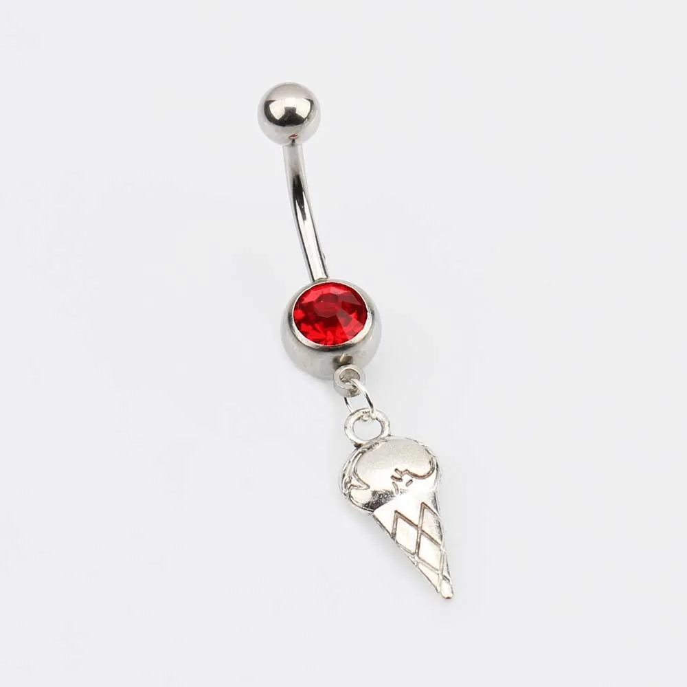 New Summer Ice Cream Navel Nail Cute Body Piercing Crystal Dangle Belly Button Ring Bar Women Girls Jewelry | Украшения и