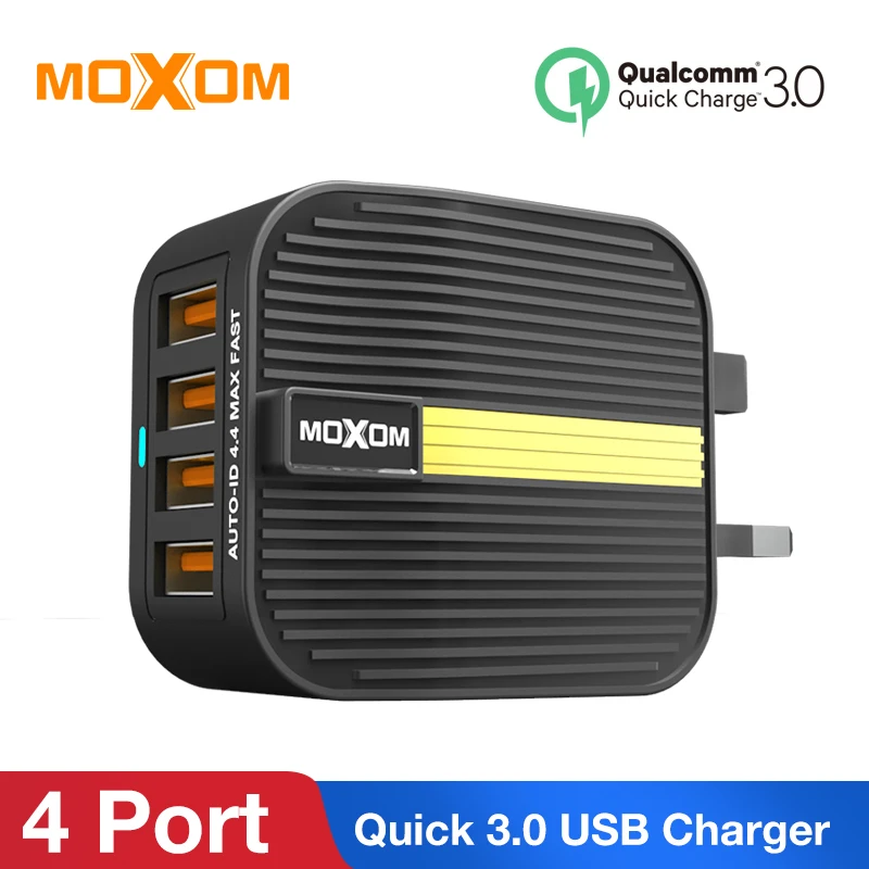 MOXOM Quick Charge 3 0 USB Charger 28 Вт QC Быстрая зарядка EU UK Plug 4 порта зарядное устройство для