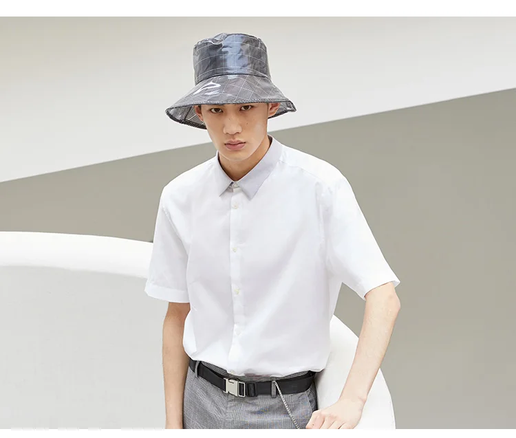 JackJones Мужская хлопковая Однотонная рубашка с короткими рукавами E | 219104501
