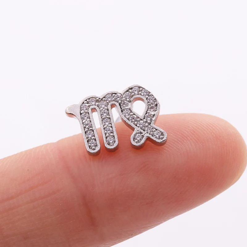 Sellsets, 1 шт., 16 г, сталь, 12 созвездий, CZ, сережка, спиральный для хряща, шпилька, для мужчин и женщин, Грач, серьги, пирсинг