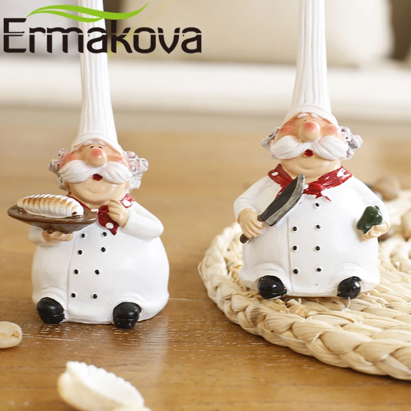 ERMAKOVA 2 шт./компл. смолы Кухня Шеф-Повар Фигурка Торт Хлебобулочные шеф-повар миниатюрный готовить статуя дома Кухня ресторан, ручной стержень, для кафе, для декора