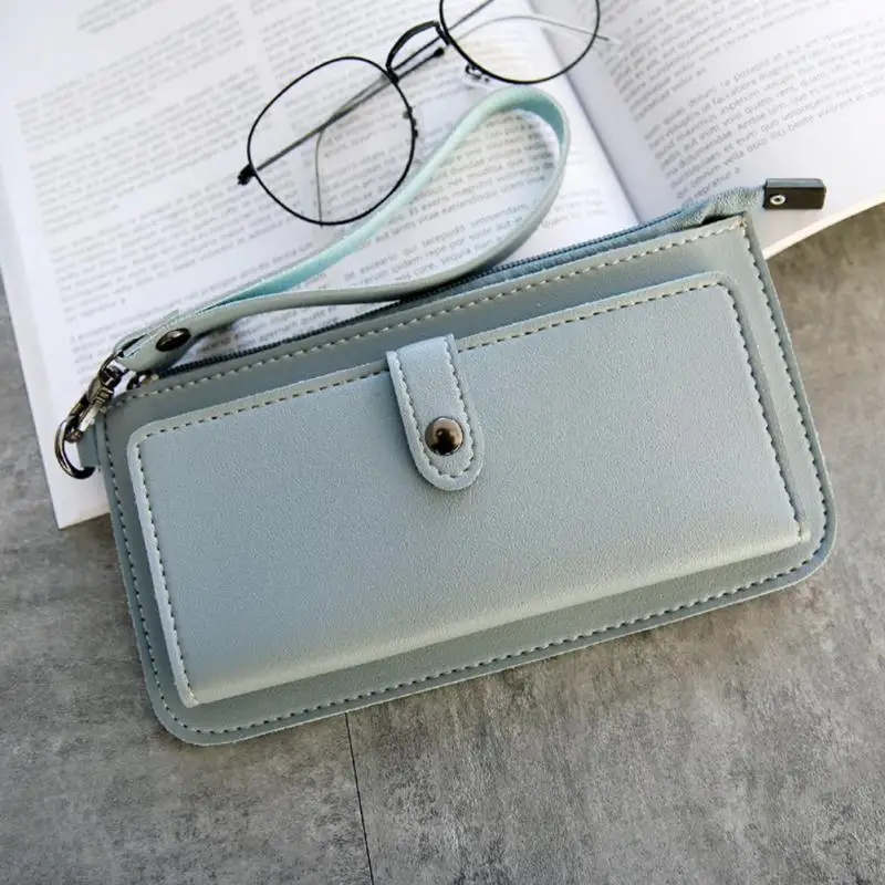 blue Из искусственной кожи Для женщин Длинный кошелек женский клатч на молнии кошельки Для женщин карман для кошелька с деньгами держатель для карт бумажник женственные - Цвет: blue