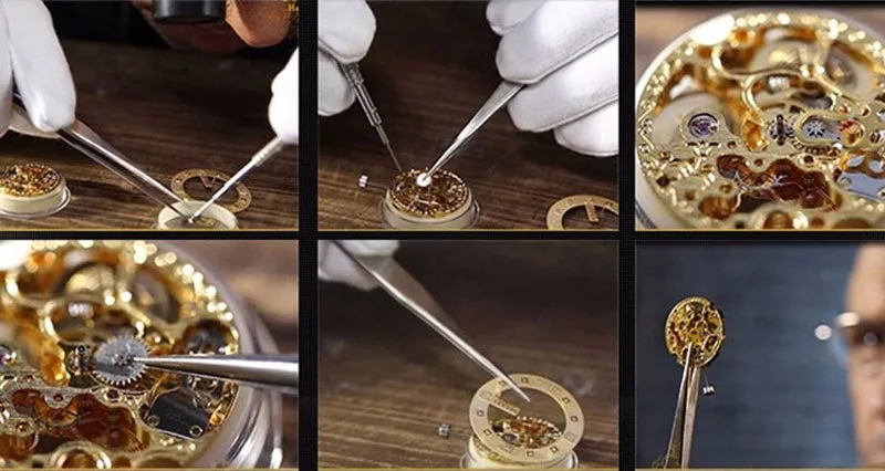 Роскошные брендовые OYW Аналоговые Золотые механические мужские часы с кожаным