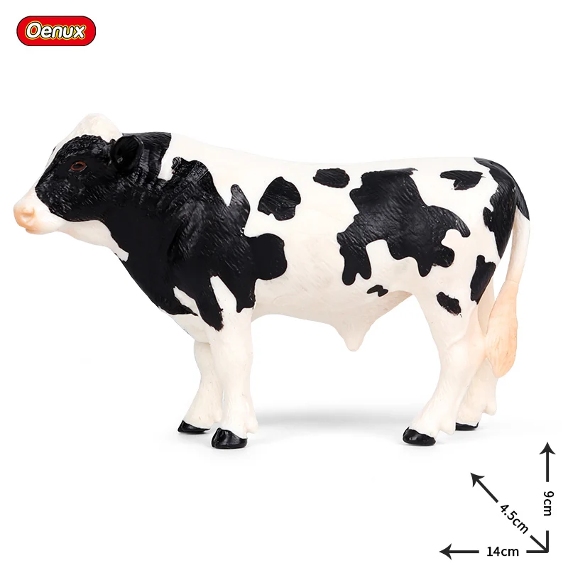 cow Oenux милые животные ферма молоко корова моделирование мясо птицы Крупный рогатый скот теленок бык Фигурки Коллекция ПВХ прекрасная модель игрушки Детский подарок - Цвет: cow