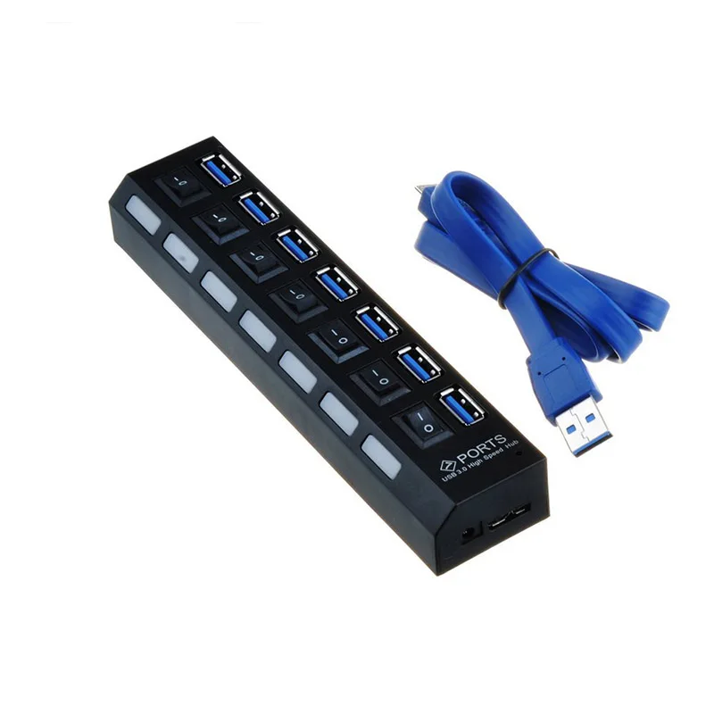 Новый USB 3 0 Супер Скоростной 5 Гбит/с 7 портов разветвитель с переключатель