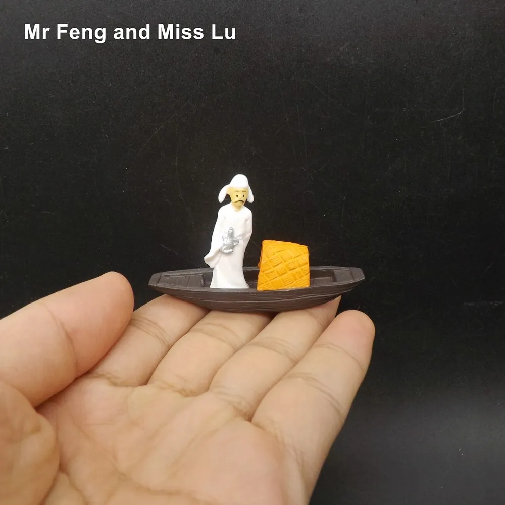 Китайская культура Li Po поэт на лодке Модель Смола мини ремесло ребенок Обучающие