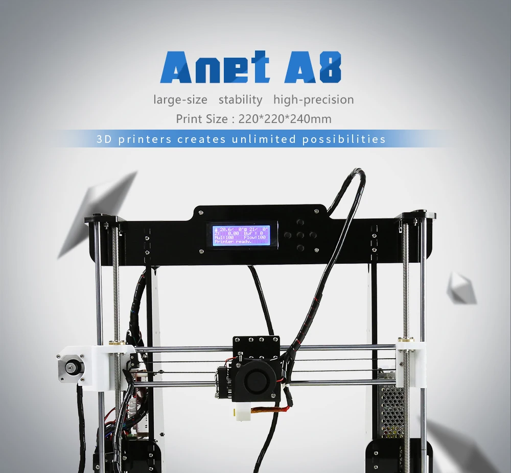 Anet Auto A6 A8 3d принтер с высокой скоростью печати Reprap Prusa i3 высокоточные игрушки DIY 3d Принтер Комплект с нитью алюминия Горячая кровать