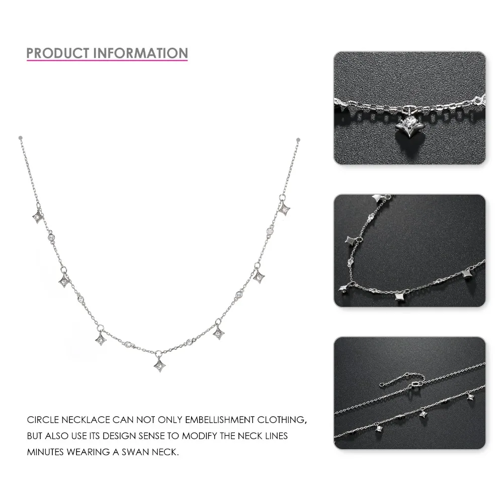 E-Manco 925 пробы Серебряное ожерелье в форме звезды кулон для женщин Femme воротник