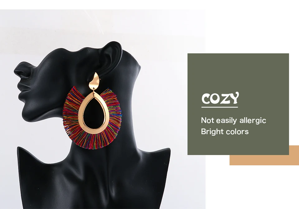 BFH Bohemian Big Drop Earrings for Women Lady Female Fringe Handmade Brincos Large Fashion Woman Tassel Earring Jewelry