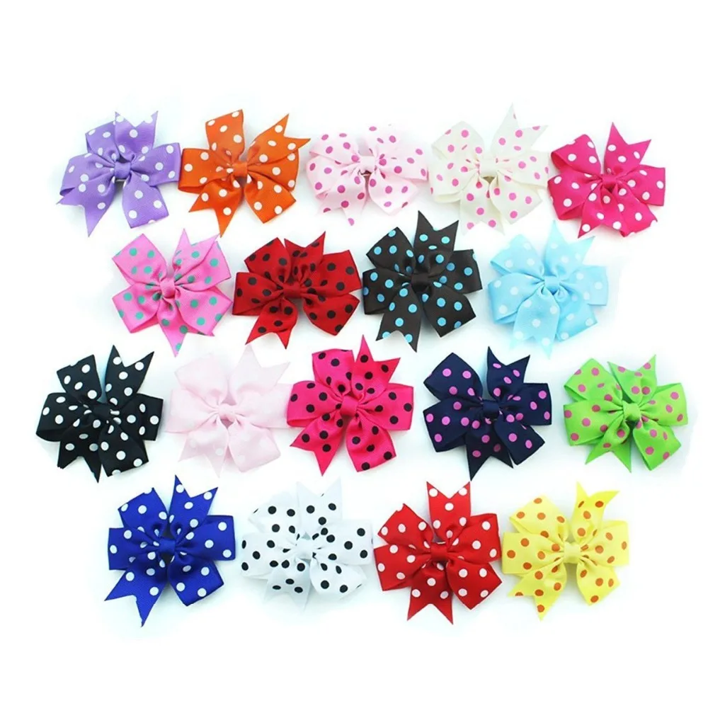 18 шт. детские заколки для волос в горошек 3 дюйма|bow clip|hair bow clipgirls hair clips |