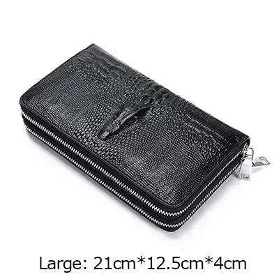 Style B Large Мужской клатч на двойной молнии из натуральной кожи, мужской кошелек с узором «крокодиловая кожа», большая Вместительная деловая мужская сумочка, кошелек для сотового телефона - Цвет: Style B Large