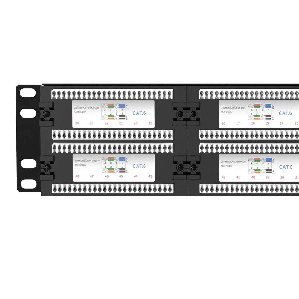 AMPCOM Premium Series CAT6 Patch Panel,15U Gold Plated, 2U 48-Port Rackmount or Wallmount Punch Down Patch Panel