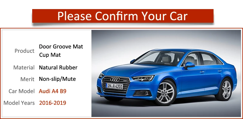 Противоскользящий резиновый коврик для дверей Audi A4 B9 2016 2017 2018 2019 8 Вт RS4 S4 S line RS 4