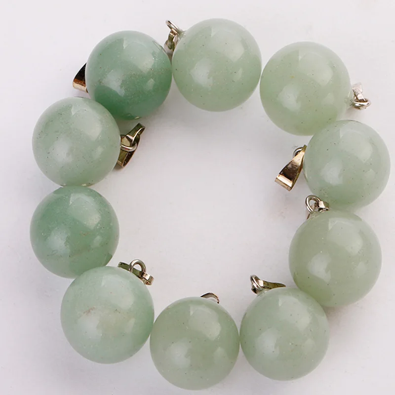 Aventurine quartz Натуральный камень круглый подвесной амулет кристалл Кварцевый Камень круглый шар кулон для DIY Изготовление ювелирных ожерелий 25 шт./лот - Окраска металла: Aventurine quartz