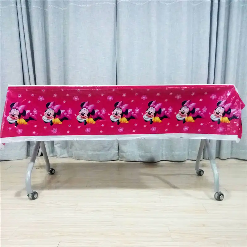 Tableclothes 1set Минни Маус детские украшения для дня рождения Детские вечерние принадлежности для девочек вечерние одноразовые столовые приборы баннер на тарелке, чашке наборы вилок - Цвет: Tableclothes 1set