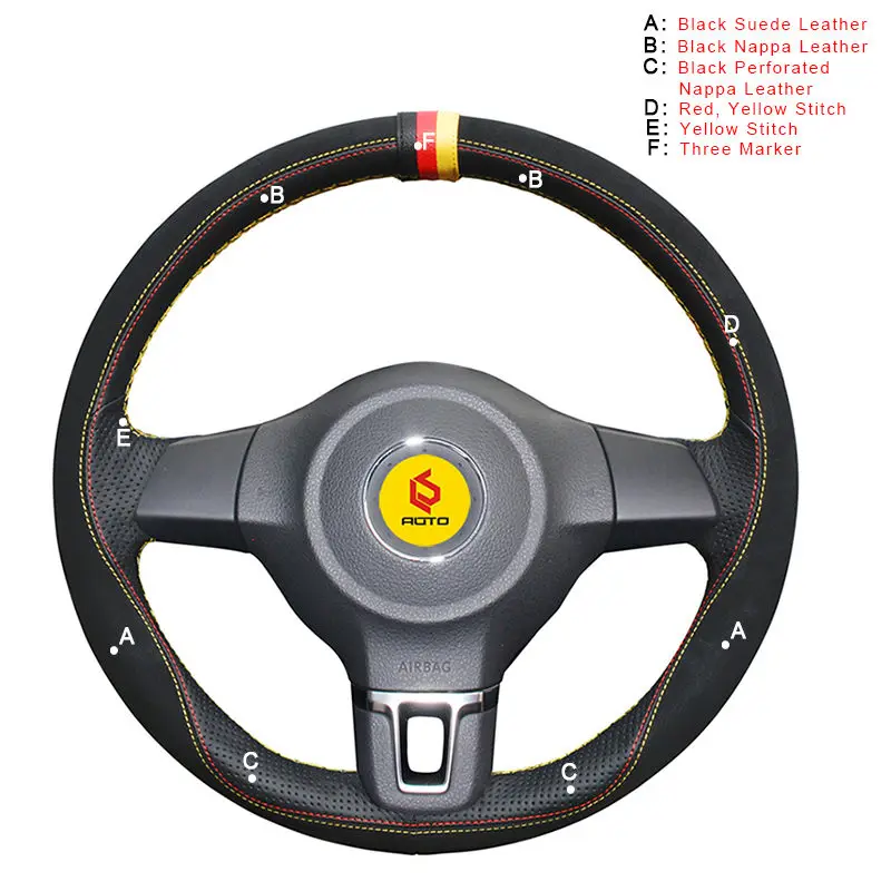 Nappa and Suede Автомобильная Оплетка на руль для Volkswagen VW Golf 6 Mk6 VW Polo MK5 2010-2013Q без оригинальных кожаных чехлов на колеса - Название цвета: Nappa and Suede