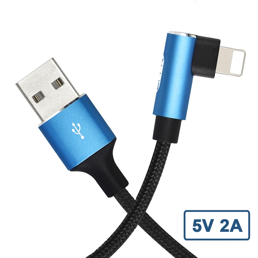 90 градусов USB кабель для iphone 7 8 5 SE 6 plus Кабель передачи данных iPad зарядный apple