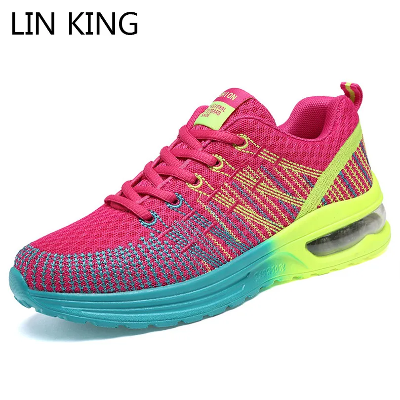 LIN KING/женская повседневная обувь большого размера Модные дышащие кроссовки на