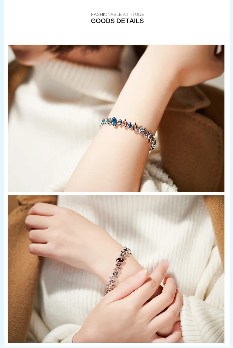 Cdyle Embellished with crystal Luxury Bracelet Women Bracelets &amp Bangle Trendy Blue Purple Color Option Chic | Украшения и