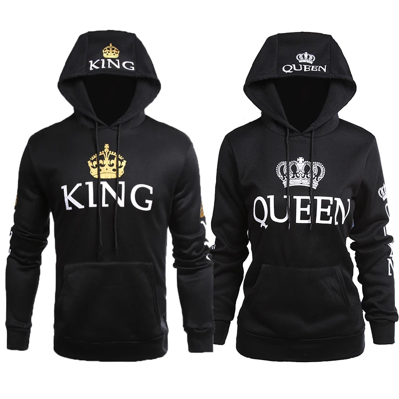 KING Queen/зимние женские толстовки с капюшоном свитшоты размера плюс пуловеры